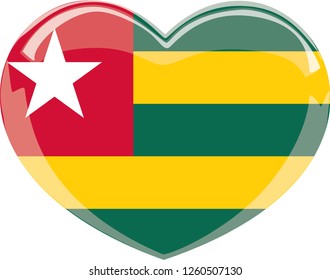 Togo flag, Heart vector, sticker, eps10
