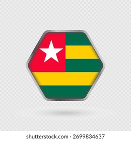 Bandera de Togo en un marco hexagonal.