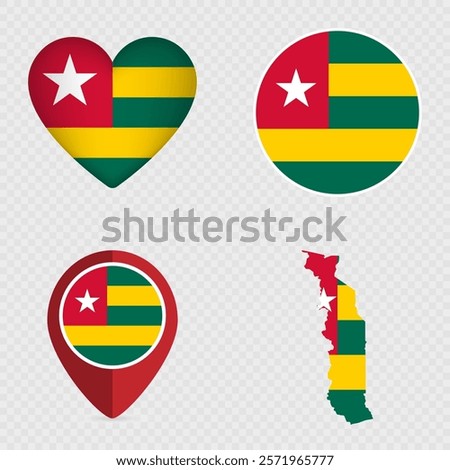 Togo Flag Icons Pack. Vector illustration.