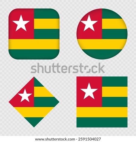 Togo Flag Icons Pack. Vector illustration.