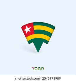 Togo Flag Map Pointer Design with Shadow. Vector illustrator.