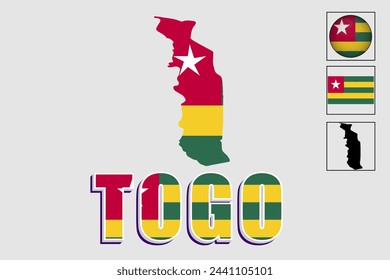Togo flag and map in a vector graphic