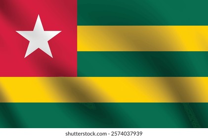 Togo flag official colors and proportion digital vector illustration. Pleated flag.
