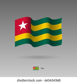Togo flag. Official colors and proportion correctly. High detailed vector illustration. 3d and isometry. EPS10