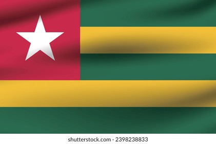 Togo flag. The official ratio. The wavy flag. Standard size. Flapping pleated flags. Flag icon. 3d illustration. Computer illustration. Digital illustration. Vector illustration.