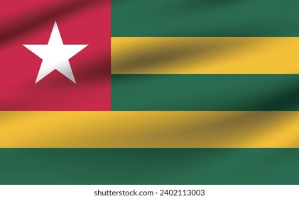 Togo flag. The official ratio. The wavy flag. Standard size. Flapping pleated flags. Flag icon. 3d illustration. Computer illustration. Digital illustration. Vector illustration.