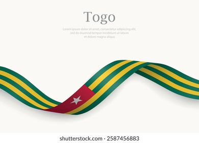Togo flag on Waving ribbon. Template for independence day