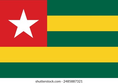 Togo flag pattern background. Realistic national flag design. Abstract vector template.