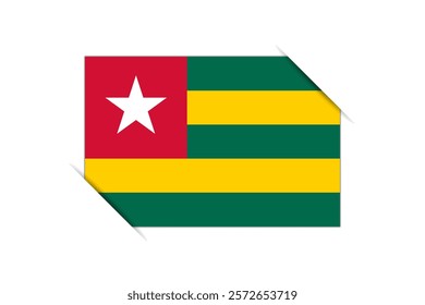 Togo flag - rectangle colorful flag representing a country cultural identity and heritage. The essence of national pride and unity. Attached by the corners in a paper album