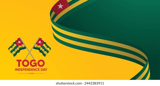 Togo flag ribbon for Togo Independence Day 27 April vector poster