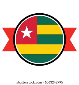 Togo flag in round button of icon. flag logo of Togo emblem isolated on white background, Togo national concept sign, Vector illustration.