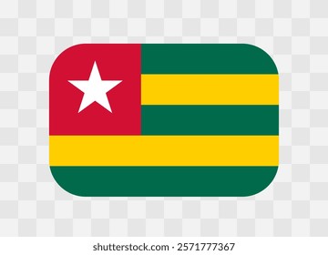 Togo flag - rounded rectangle colorful flag representing a country cultural identity and heritage. The essence of national pride and unity. Vector flag on transparent background.