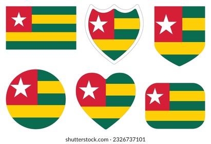 Togo flag. Togo flag shape set