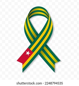 Togo flag stripe ribbon vector illustration on a transparent background vector image (PNG).
