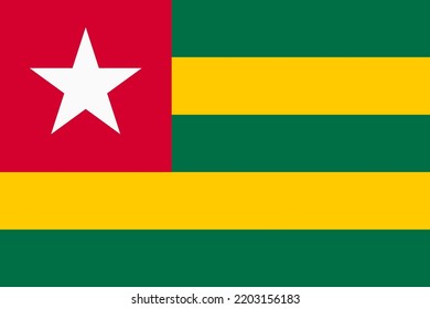 Togo flag. Togolese Republic national banner and patriotic symbol. Official colors. Flat vector illustration.
