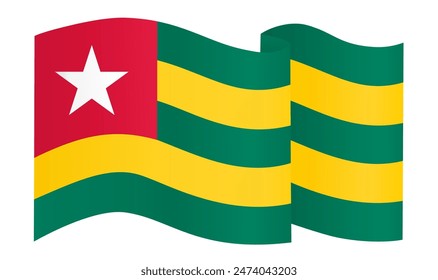 Togo flag wave isolated on png or transparent background vector illustration. 
