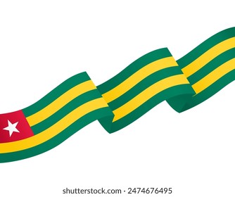 Togo flag wave isolated on png or transparent background vector illustration. 