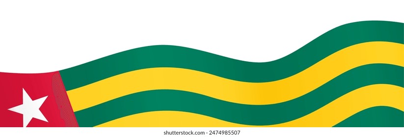 Togo flag wave isolated on png or transparent background vector illustration. 