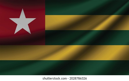 Togo flag waving. Background for patriotic and national design. Vector illustration