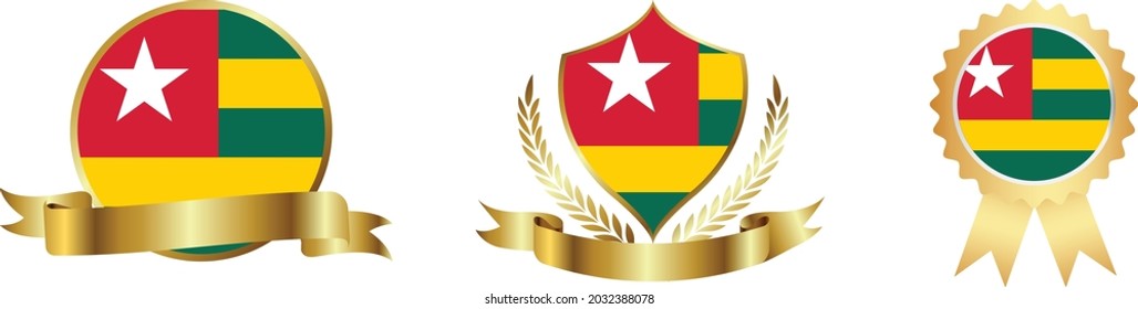Togo flags. Symbols of countries map