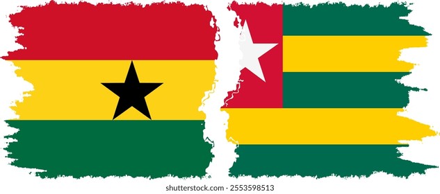 Togo and Ghana grunge flags connection, vector