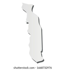 Togo - silueta gris 3d mapa de la zona del país con sombra caída. Simple ilustración vectorial plana.