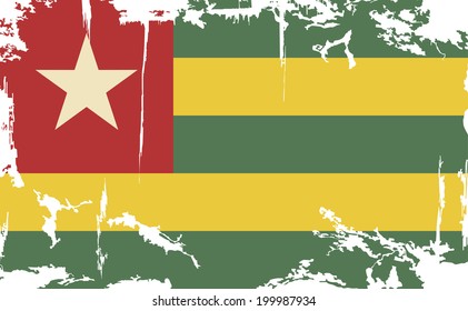 Togo grunge flag. Vector illustration. Grunge effect can be cleaned easily.