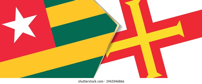 Togo and Guernsey flags, two vector flags symbol of relationship or confrontation.