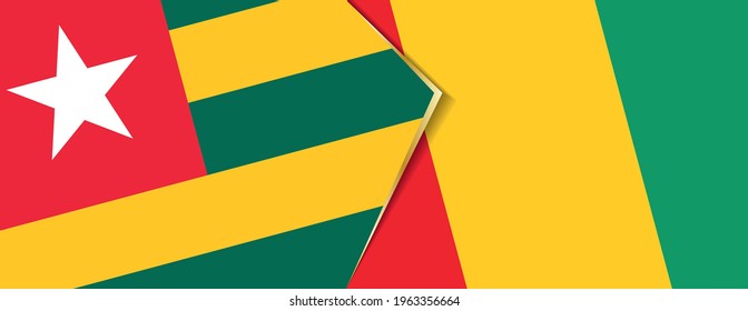 Togo and Guinea flags, two vector flags symbol of relationship or confrontation.