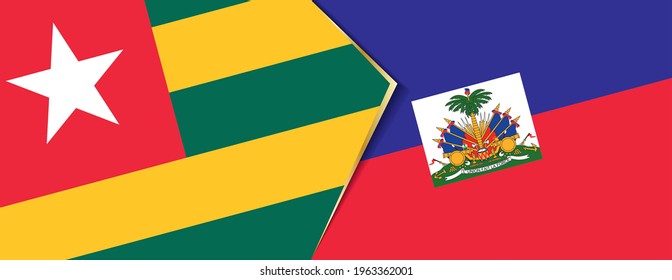 Togo and Haiti flags, two vector flags symbol of relationship or confrontation.