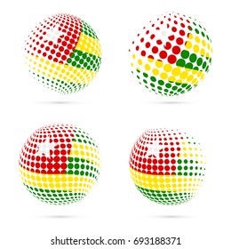 Togo halftone flag set patriotic vector design. 3D halftone sphere in Togo national flag colors isolated on white background.
