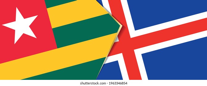 Banderas del Togo e Islandia, dos banderas vectoriales símbolo de relación o enfrentamiento.