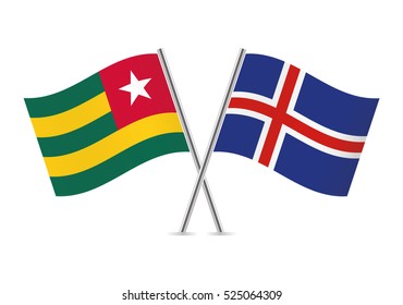 Togo and Iceland flags. Vector illustration.