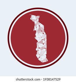 Icono de Togo. Logo de moda del país. Diseño redondo de malla geométrica. Tecnología, internet, red, concepto de telecomunicaciones. Ilustración vectorial.