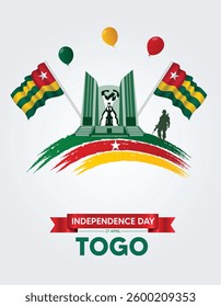 Togo Independence Day 27 April brush stroke with landmark vector poster
