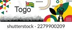 Togo Independence day Banner with map, flag colors theme background and geometric abstract retro modern red, yellow and green design. illustration banner design template.