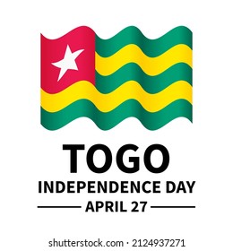 Togo Independence Day typography poster. National holiday celebrated on April 27. Vector template for banner, greeting card, flyer, etc.