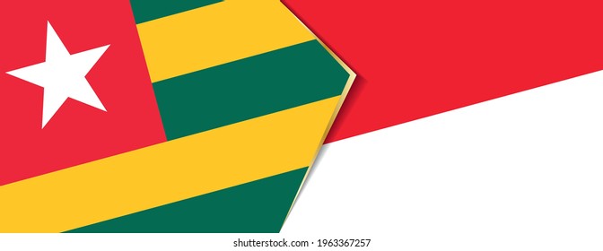 Togo and Indonesia flags, two vector flags symbol of relationship or confrontation.