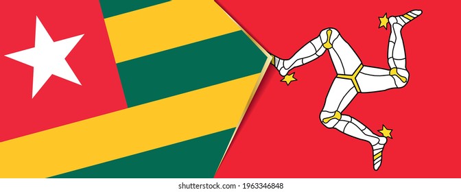 Banderas del Togo y la Isla de Man, dos banderas vectoriales símbolo de relación o enfrentamiento.