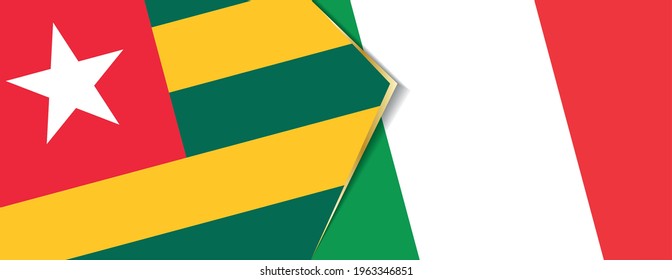 Banderas de Togo e Italia, dos banderas vectoriales símbolo de relación o enfrentamiento.