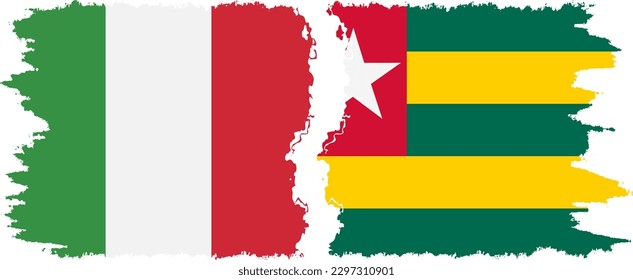 Togo and Italy grunge flags connection, vector