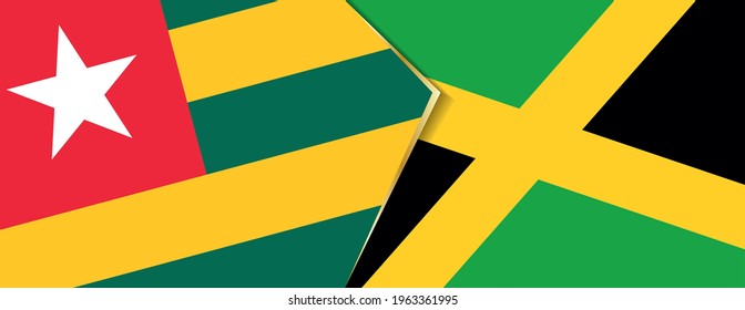 Togo and Jamaica flags, two vector flags symbol of relationship or confrontation.