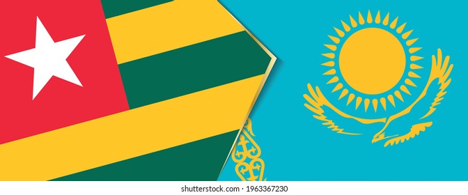 Togo and Kazakhstan flags, two vector flags symbol of relationship or confrontation.