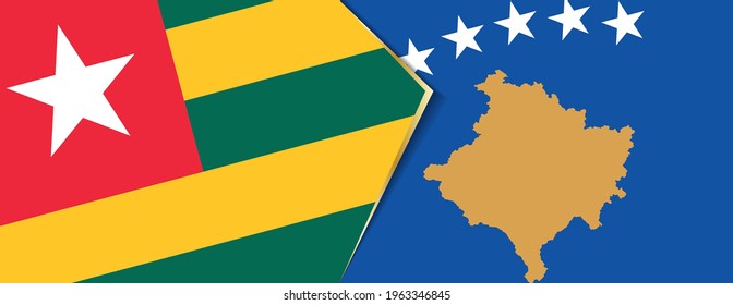 Banderas del Togo y Kosovo, dos banderas vectoriales símbolo de relación o enfrentamiento.
