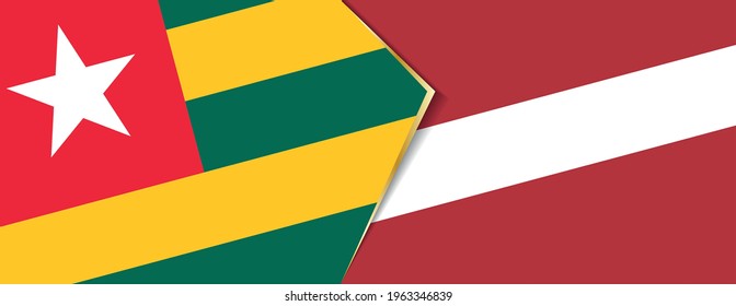 Banderas del Togo y Letonia, dos banderas vectoriales símbolo de relación o enfrentamiento.