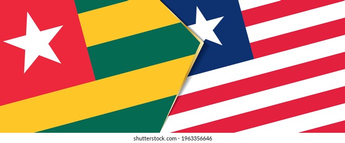 Togo and Liberia flags, two vector flags symbol of relationship or confrontation.