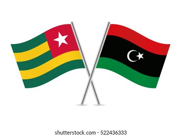 Togo and Libya flags. Vector illustration.
