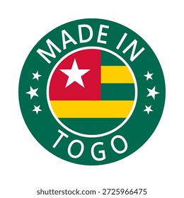 Togo Made in Stamp em círculo com bandeira Modelo vetor no fundo branco