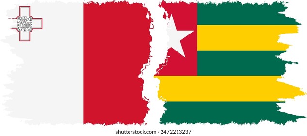 Togo and Malta grunge flags connection, vector