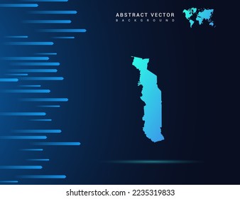 Togo map with abstract blue background technology.